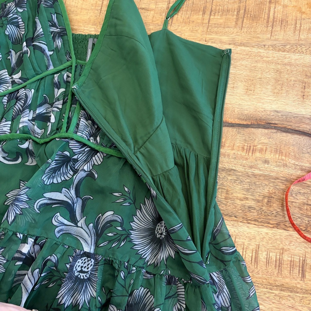 Anthropologie Penny Floral Pleated Midi Dress XL Wedding Guest Chiffon Romantic - Picture 11 of 15